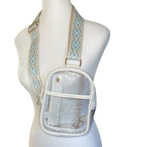 Clear Aztec Print Sling Body Bag adjustable strap concerts, sporting events New